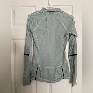 Lululemon Womens Race with Grace Mint Black Striped Half Zip Pullover Jacket 4